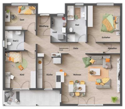 bezahlbares Eigenheim massiv inkl. Grundstück Nähe Südfeldsee - Bungalow 128