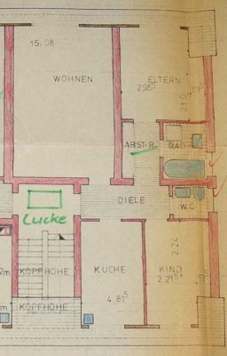 3,5 Zimmer in Oestrum Stadtgrenze Moers - Dachg. mit wenig Schrägen - Garage möglich - kein Balkon