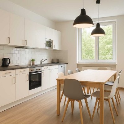 1-Zimmer-Appartement mit eigenem Bad & Gemeinschaftsküche