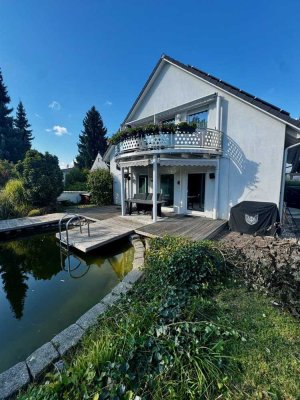 Wohnen auf Zeit: 3-Zimmer-Gartenwohnung mit Schwimmteich und Hobbyraum: zentral in Schwabhausen