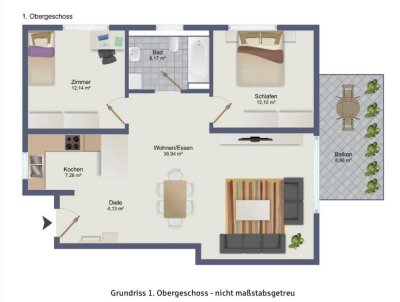 Stilvolle, gepflegte 3-Raum-Wohnung mit gehobener Innenausstattung mit Balkon und EBK in Wain