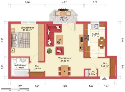 Attraktive 2,5-Zimmer-Wohnung mit moderner Küche, Balkon und Parkplatz in Dieburg