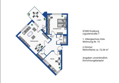 Kernsanierte 2-Zimmer Wohnung mit Balkon in Duisburg-Großenbaum
