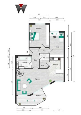 2 Etagen-Wohnung mit unvergleichlichem Rheintalblick