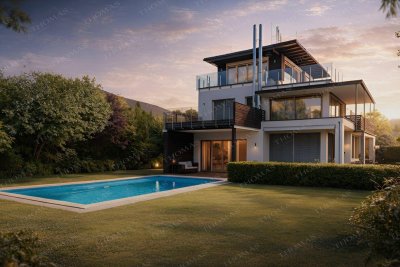 Traumhafte Villa mit Pool, Garten &amp; Weitblick in Brunn am Gebirge