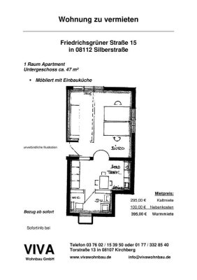 1-Zimmer-Apartement möbliert inkl. EBK im Wohnpark Oberhaßlau in Wilkau-Haßlau