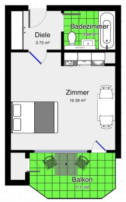 Nähe Klinikum SG exklusive 1-Zi. -Wohnung mit gehobener Innenausstattung mit Einbauküche in Solingen