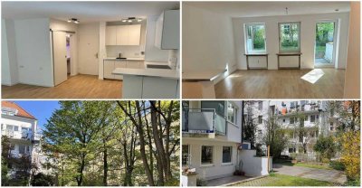 Attraktive, modernisierte, freie 1-Zimmer-EG-Whg mit großer Terrasse und Grünfläche in bester Lage