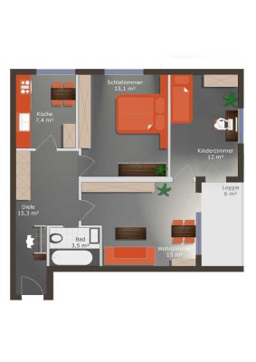 Helle 3-Zi- Wohnung befristet auf 2 Jahre, ideal für zeitlich begrenzten Aufenthalt