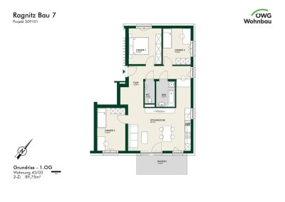 Erstbezug - Lichtdurchflutete 4-Zimmer-Wohnung im Obergeschoss mit Balkon - geförderte Miete - 4 Zimmer