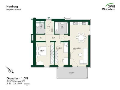 PROVISIONSFREI - ERSTBEZUG - Helle Neubauwohnung in ruhiger Lage mit Balkon - geförderte Miete - 3 Zimmer