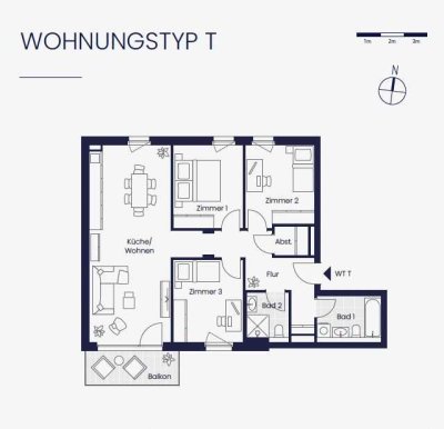 4-Zimmer-Traumwohnung mit Süd-Balkon, Einbauküche und Tiefgaragenstellpatz!