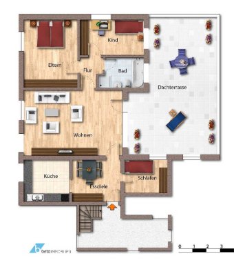 Großzügige 4-Zimmerwohnung im ersten OG mit toller Dachterrasse