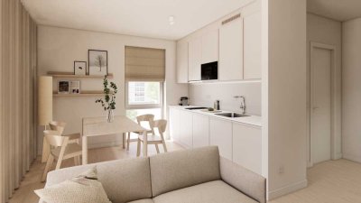 Möbliertes Studio Plus Medium mit Gemeinschaftsflächen: Padelplatz, Fitness, Dachterrasse & mehr