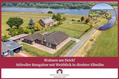 Wohnen am Deich – stilvoller Bungalow mit Weitblick in direkter Elbnähe!