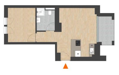 Helle 1 -Zimmer-Wohnung mit Loggia