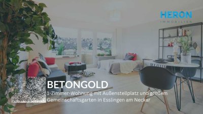 BETONGOLD in Esslingen - 1-Zimmer-Wohnung mit Außenstellplatz und großzügigem Gemeinschaftsgarten