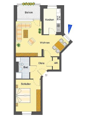 Vollständig renovierte 2-Zimmer-Wohnung in Recklinghausen Süd mit Balkon