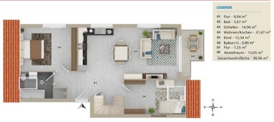Erstbezug: Moderne Neubau-Maisonette mit Südbalkon in Mörfelden-Walldorf