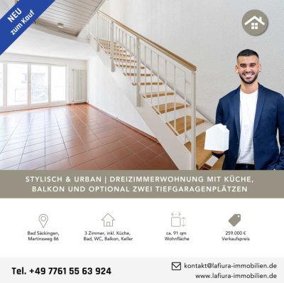 Urbanes Flair in ruhiger Lage | Dreizimmerwohnung mit Balkon | optional zwei Tiefgaragenplätzen