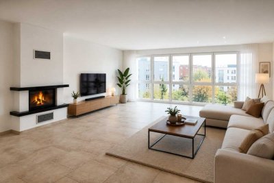 Freigestellte Moderne 3-Zimmer-Wohnung mit Echtholzkamin & Tiefgarage