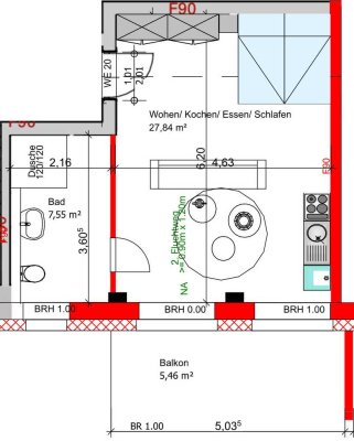 4 OG / 1 Zimmer / 40 qm / WHG 20