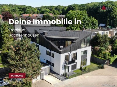 Penthouse mit Südwestblick, XXL-Fenstern und Dachterrasse – das Sahnehäubchen von Sachsenhausen.