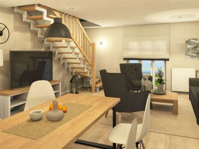 Helle Maisonette, ruhige Feldrandlage – 3 Zimmer, Südwestausrichtung, Boddenblick
