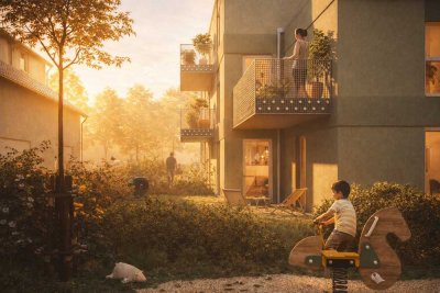 2 Zimmer & Garten. R354-Die Idee vom Wesentlichen. Massivbauweise, KfW40+QNG