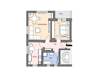 Helle 2-Zimmer-Wohnung mit Balkon in Bad