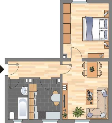 Charmante 2-Zimmer-Etagenwohnung in Herne – mit Tageslichtbad