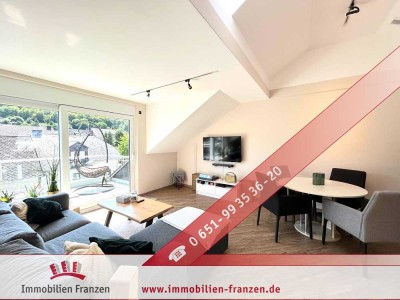 Kenn: aufwändig sanierte, energieeffiziente, fast 87 m² große und helle Dachgeschosswohnung mit Balk