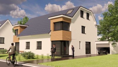 Doppelhaushälfte! Effizienzklasse A+, KfW 40 mit PV-Anlage, Fußbodenheizung, inkl. Grundstück .