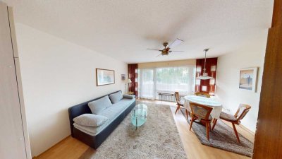 Grüner Rückzugsort in Kurparknähe – 1-Zimmer-Appartement mit Balkon