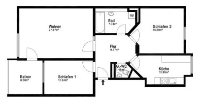 Schöne 3-Zimmer-Wohnung mit Balkon und TG-Stellplatz in Mahlsdorf