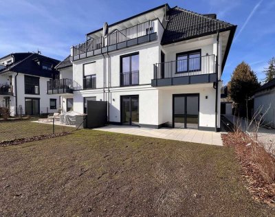 NEUBAU-3-Zimmer-Gartenwohnung mit Süd-Terrasse + wohnlich ausgebautem Souterrain (2 Räume + 2. Bad)
