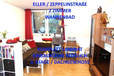 ELLER HELLE KOMF. WOHNUNG GROßE KÜCHE MIT EINBAUKÜCHE MÖGL. LAMINAT HELLES WANNENBAD 3. ETAGE/DACHG.