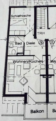 Schöne 1,5-Zimmer-Dachgeschosswohnung mit Balkon und Einbauküche in Germering