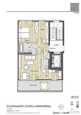 Stilvolle 2-Zimmer-Penthouse-Wohnung mit Dachterasse und Einbauküche in Frankfurt