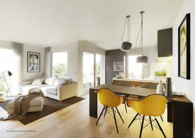 Neuwertige 4,5 Zimmer-Wohnung in KfW-Effizienzhaus 40 Plus mit Balkon + Küche