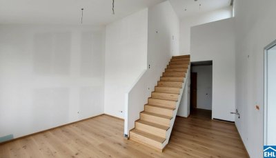 Erstbezug – 2-Zimmer mit Galerie &amp; Dachterrasse | charmantes Wohnen in UBAHN-Nähe | zwischen Alter Donau und Donauinsel