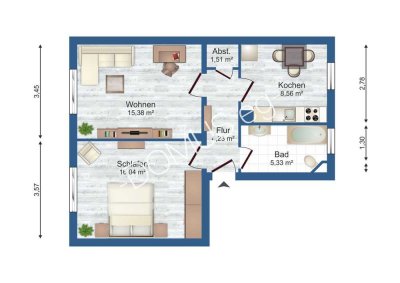 Schicke 3 Zimmer Wohnung mit Einbauküche!