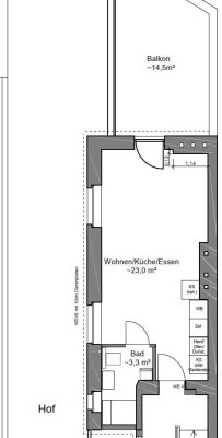 Frisch sanierte 1 Z. Wohnung mit Klimaanlage in Bahnhofsnähe