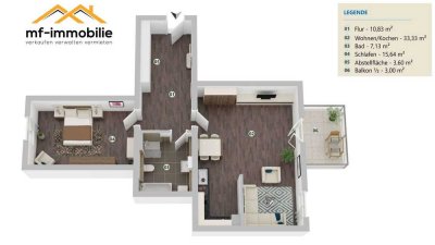 attraktive 2 Zimmer mit Balkon in Mariental
