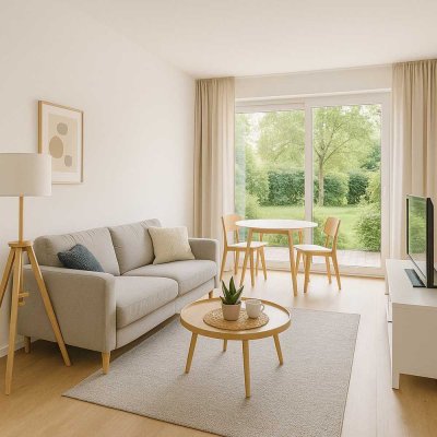 Alles inklusive! Modern möblierte 2-Zimmer-Wohnung mit Terrasse in ruhiger Lage - Ideal für Pendler!