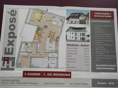 Ansprechende und neuwertige 2-Raum-DG-Wohnung mit geh. Innenausstattung mit Balkon in Schlotheim