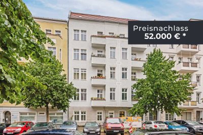 Preisnachlass sichern auf  vermietete 4-Zimmerwohnung mit Terrasse & Wannenbad nahe Boxhagener Kiez