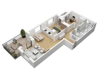 3,5 Zimmer Wohnung mit 2 Balkonen, 2 WC 's und Tageslichtbad