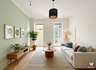 Lichtdurchflutete 2-Zimmer-Altbauwohnung mit Balkon ins Grüne – Innenhof-Ruhelage | U3 Johnstraße | Lift vorhanden