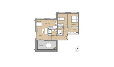 lichtdurchflutete Penthousewohnung mit offener Wohnküche,2 Bädern, Ankleidezimmer und Dachterrasse